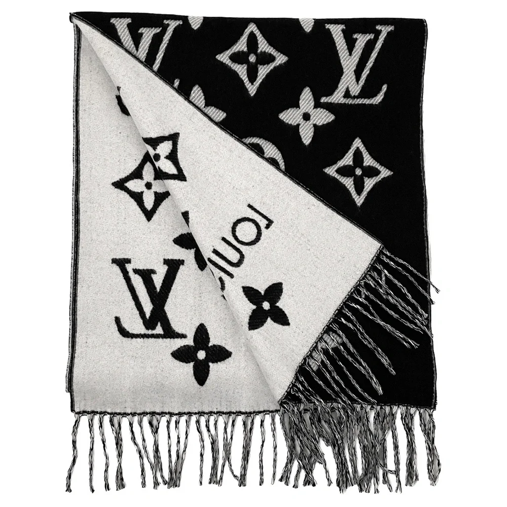 Louis Vuitton Black & White Scarf 70x16 - Picture 7 of 8